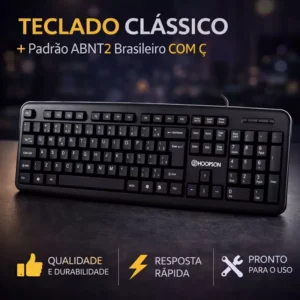 Teclado para computador com Fio Usb Abnt2 português notebook Home Office Escola Trabalho