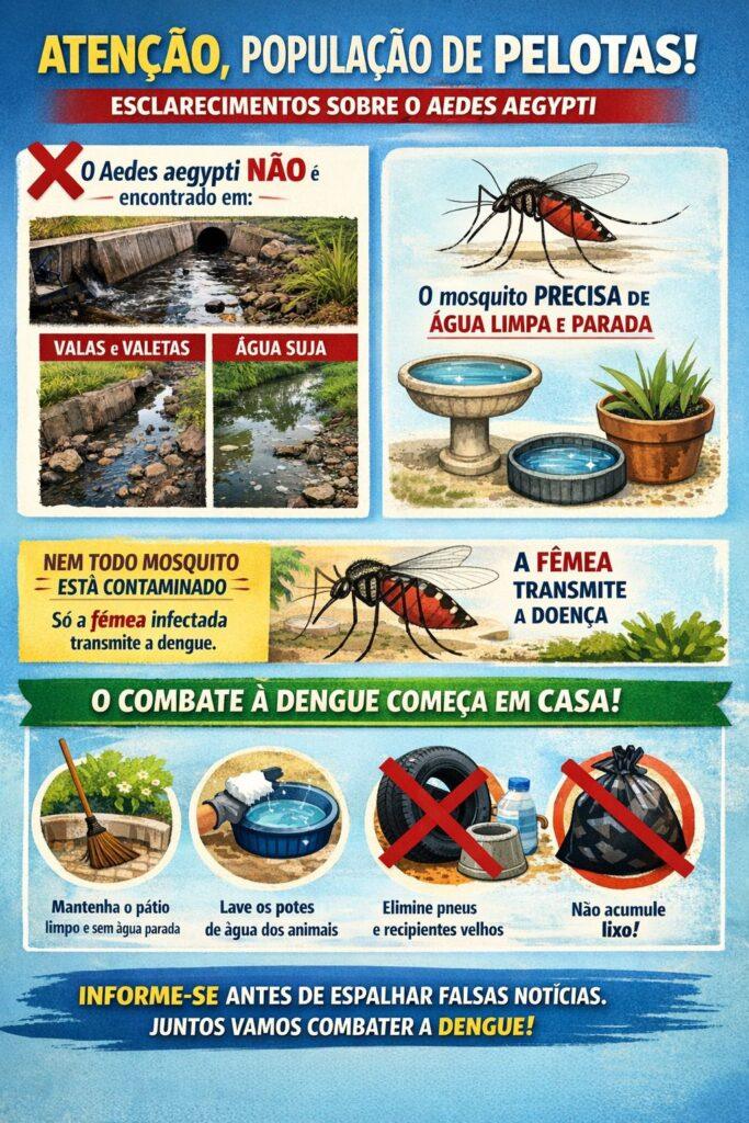 O Aedes aegypti precisa de um ambiente específico para se reproduzir: água limpa e parada, geralmente em recipientes domésticos como caixas d’água destampadas, pratos de plantas, garrafas, pneus e outros objetos que acumulam água.