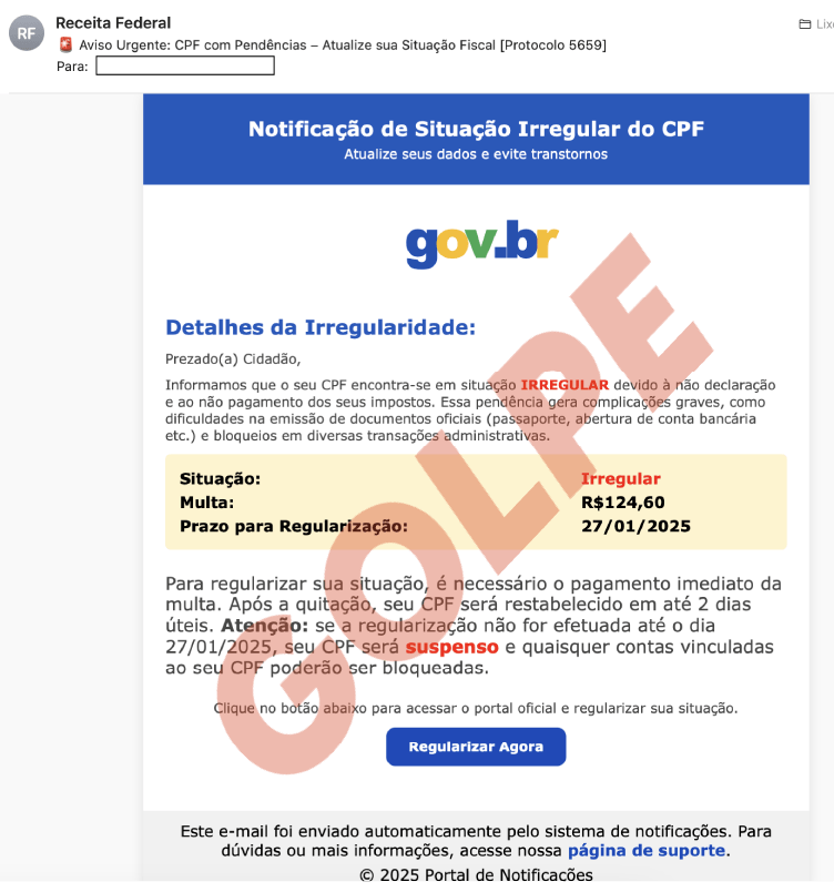 Uma estratégia que tem preocupado as autoridades é o uso de dados reais das vítimas, como nome completo e CPF. Isso faz com que a mensagem pareça ainda mais legítima.