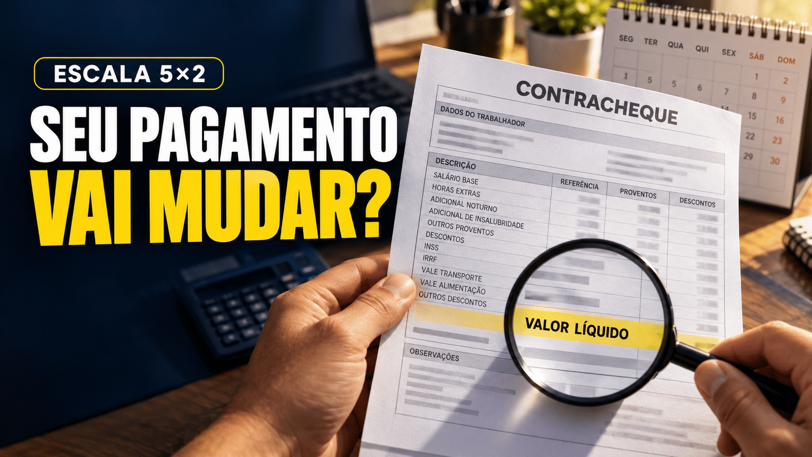 Veja o que conferir no contracheque após a escala 5x2: salário, horas extras, descontos, benefícios e documentos para esclarecer diferenças.